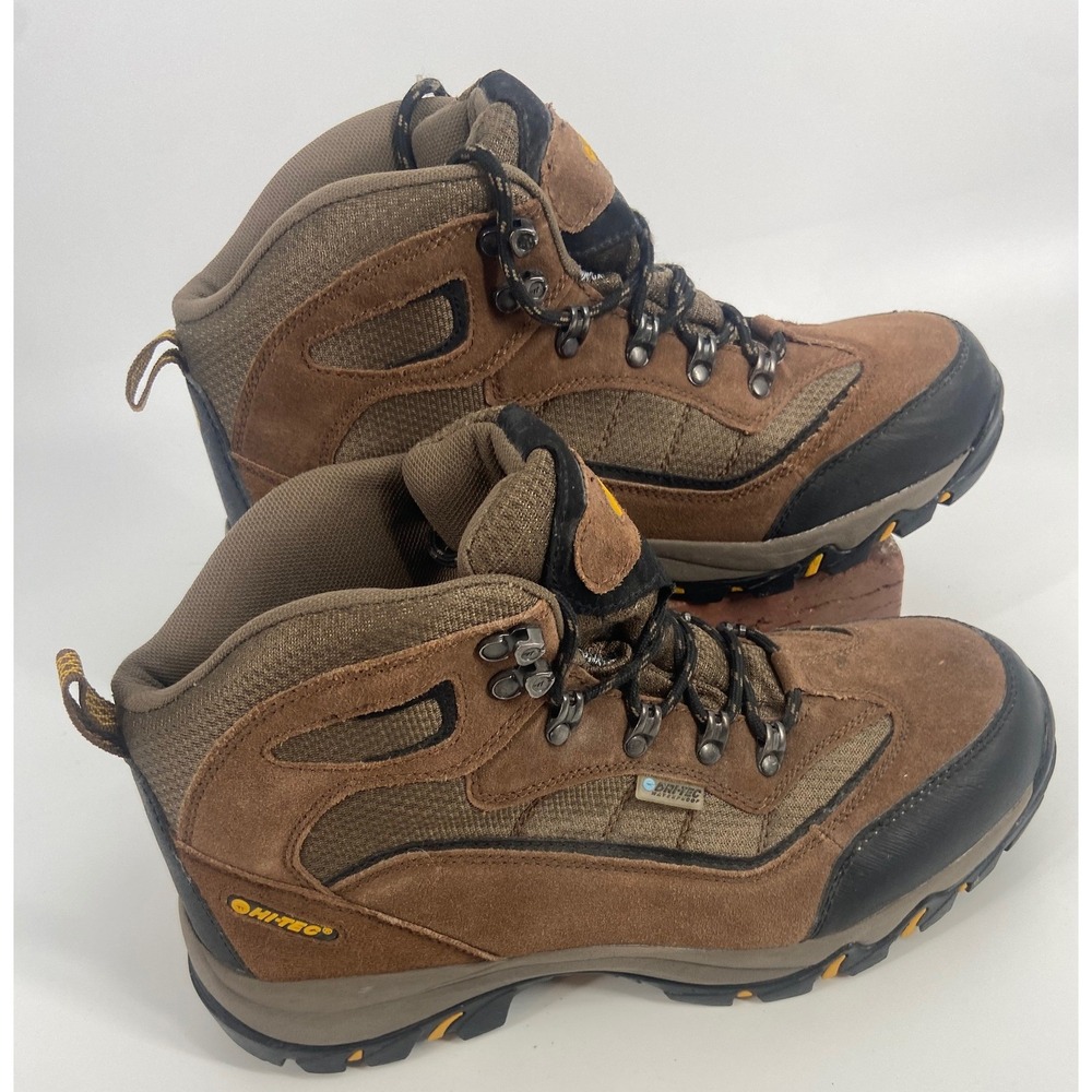 HI TEC Skamania Mid Waterproof Hiking Boots Brown/ Gold Suede Men's Size 10.5